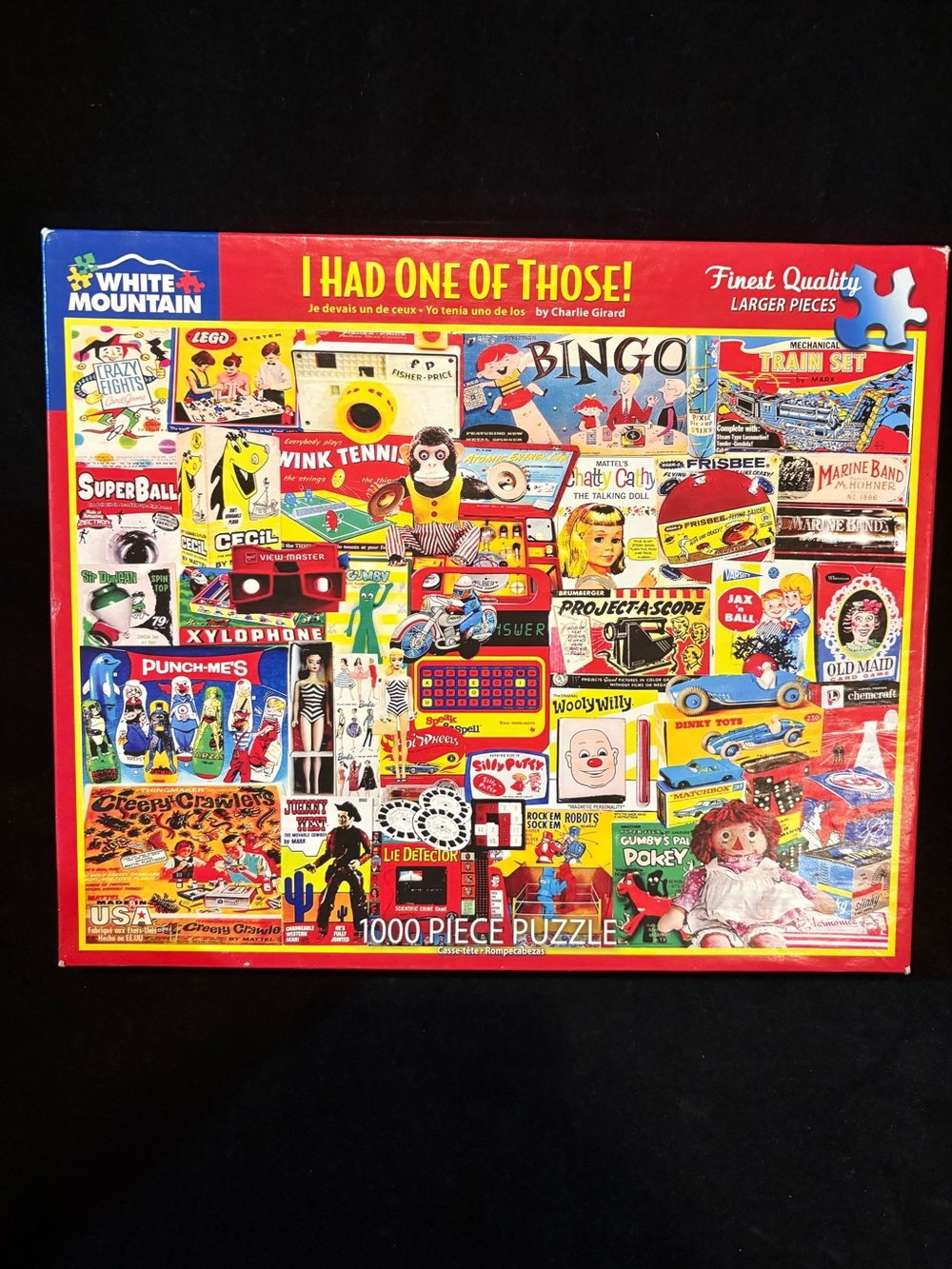 White Mountain Red Retro Toy Collage 1000-Piece Puzzle